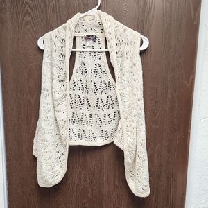 Elegant Cream Open-Knit Women's Shrug